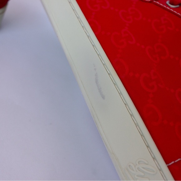 Men's Gucci Nylon High Red Brown Sz 9 G Fashion Shoe 283484 - Picture 12 of 16